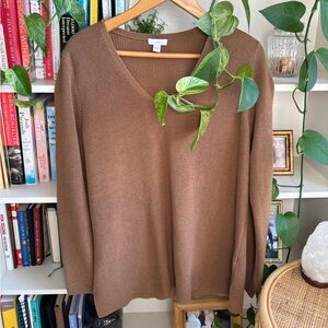J. Jill Warm Brown V-Neck Sweater